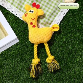 Animal Shape Cotton String Sounding Plush Toy (Option: Yellow Deer-Pet Toys)